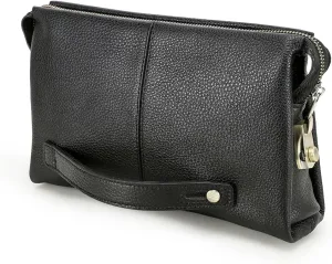 Code Lock Clutch Bag for Men Full Grain Leather Anti Theft Clutch Wallet Travel Purse with Handle Phone Card Holder Large Business Handbag (Black)