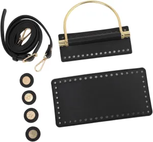 Colaxi DIY PU Leather Crochet Bag Gift Snap Buttons Bottom Base for Purse Wallet Making, Black