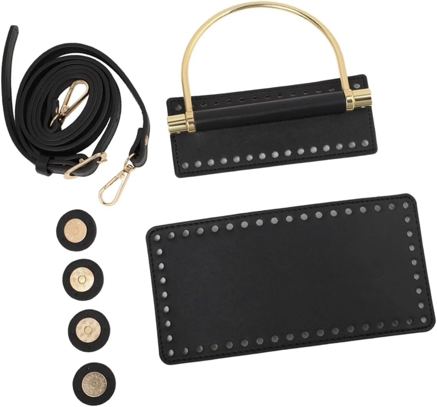 Colaxi DIY PU Leather Crochet Bag Gift Snap Buttons Bottom Base for Purse Wallet Making, Black