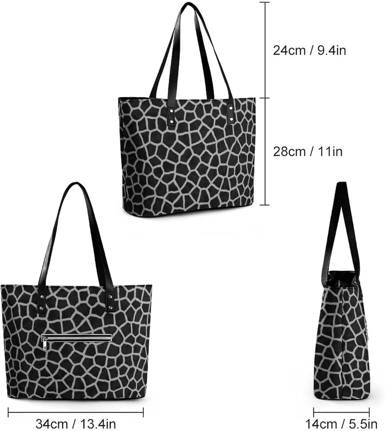 Colorful Print Large Capacity Portable Leather Handbag