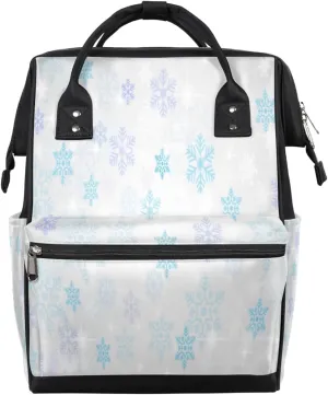 Colorful Snowflakes Diaper Bag Tote Large Capacity Waterproof with Adjustable Shoulder Strap and Pram Straps Mommy Bag for Hospital Beach Weekender Travel