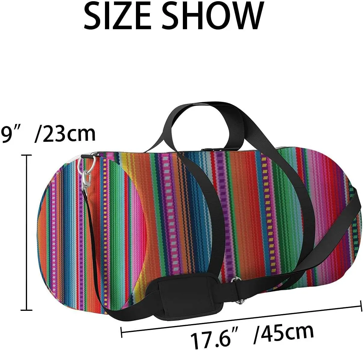 Colorful Stripes Sports Duffel Bag Travel Gym Tote Bags Lightweight Durable Shoulder Strap Waterproof Polyester Outside Mesh Pocket Overnight Trip Duffel Bag for Women Men