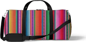 Colorful Stripes Sports Duffel Bag Travel Gym Tote Bags Lightweight Durable Shoulder Strap Waterproof Polyester Outside Mesh Pocket Overnight Trip Duffel Bag for Women Men