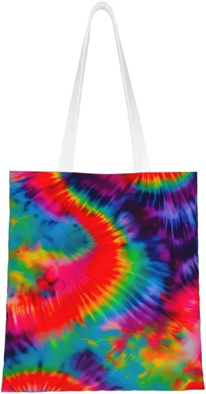 Colorful Tie Dye Pattern Print Canvas Tote Bag Reusable Shoulder Shopping Bags For Daily Use Shopping Travel