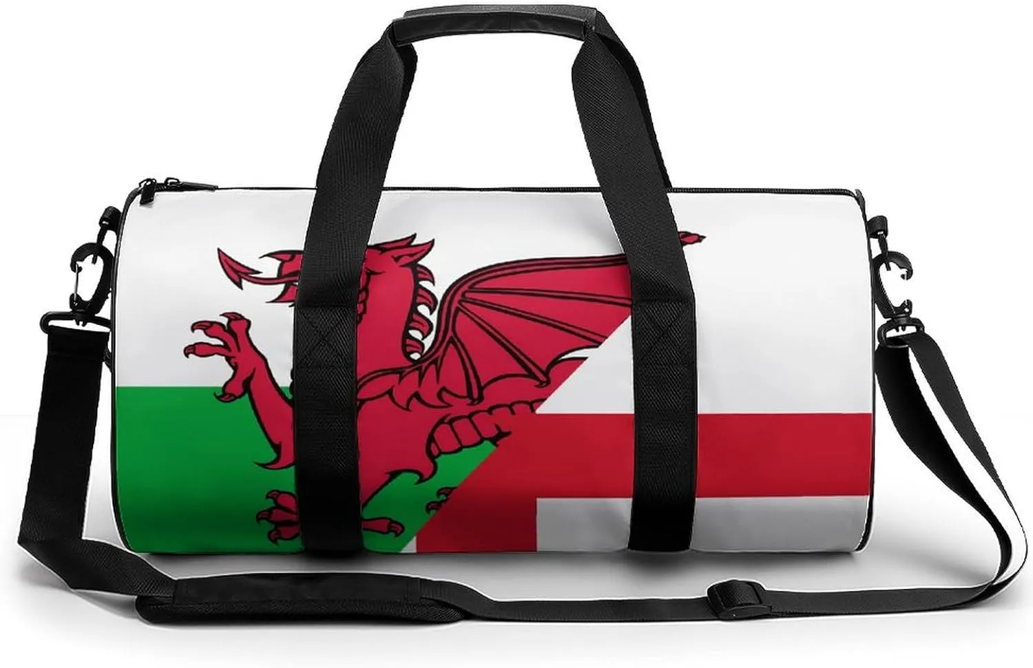 Combined Flag of England and Wales Unisex Gym Bag Travel Duffel Bags Overnight Sport Tote with Compartment for Weekender Vacation