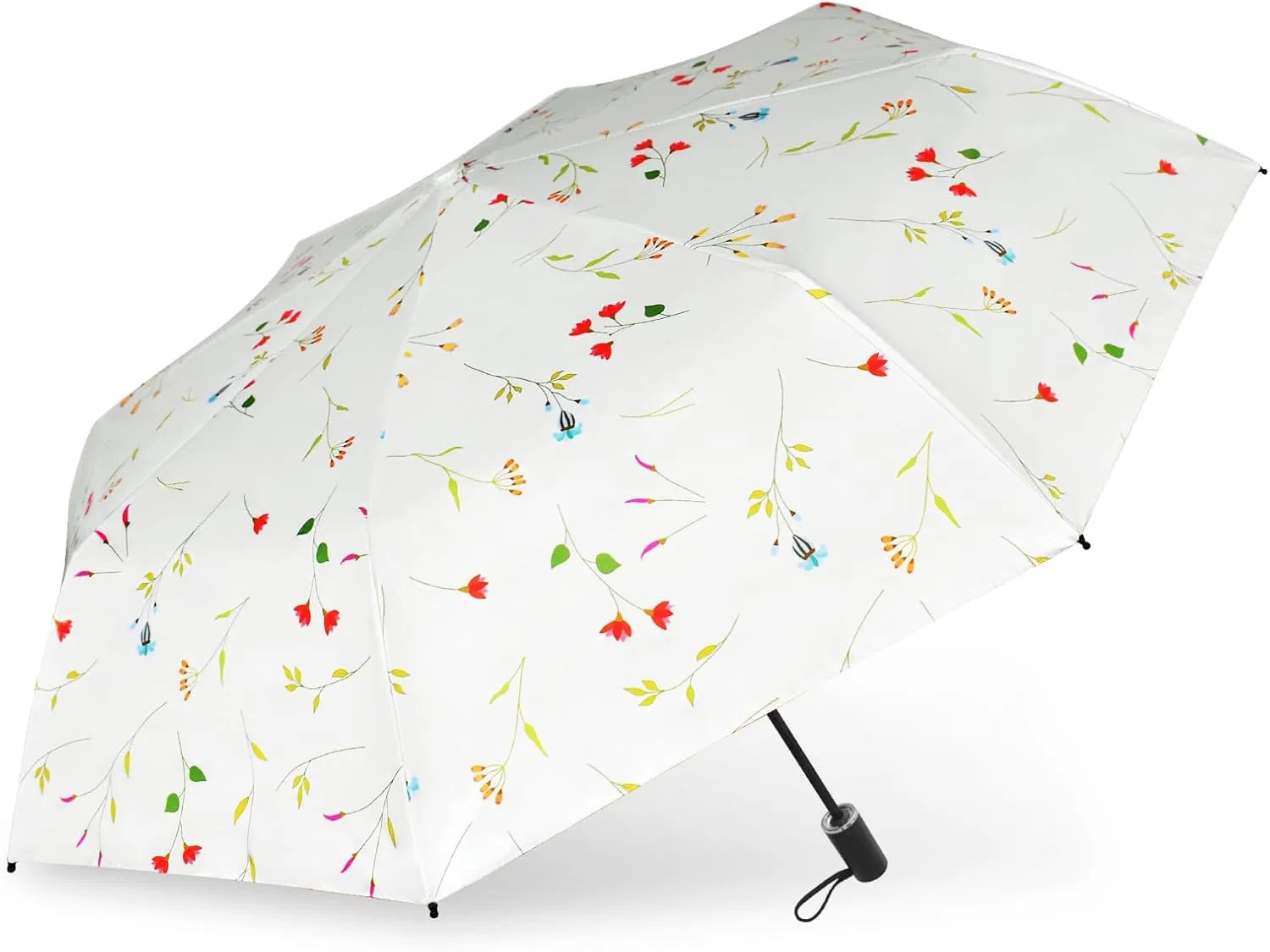 Compact Travel Umbrella for Sun Rain, 99.99% UV-blocker Portable Manual Umbrellas for Outdoor Beach Sports Sun Protection, Windproof Folding Lightweight Tote Parasols for Women Men Kids