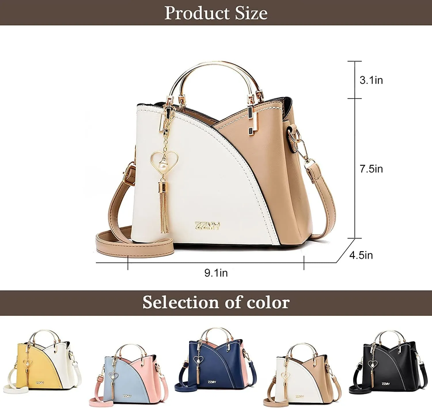 compulsoryking Women's Contrast Pu Leather Handbags Purse Color Block Handle Tote Bags Stitching Totes Satchel Shoulder Bag (Blue-Pink,23x 11.5 x 19 cm)