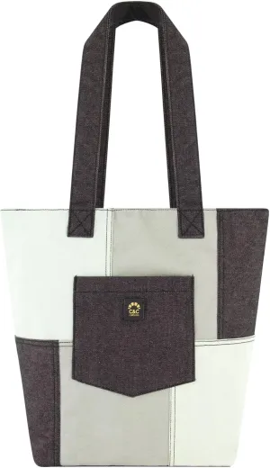 Concept One C&c California Tote Bag, Casual Everyday Shoulder Handbag with Denim Patchwork and Front Pocket