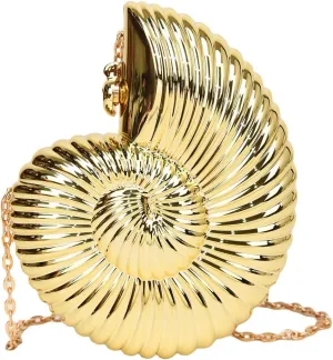 Conch Shape Evening Clutch Purse Acrylic Fashion Evening Bags Stylish Crossbody Bag Chain Strap Purse for Wedding