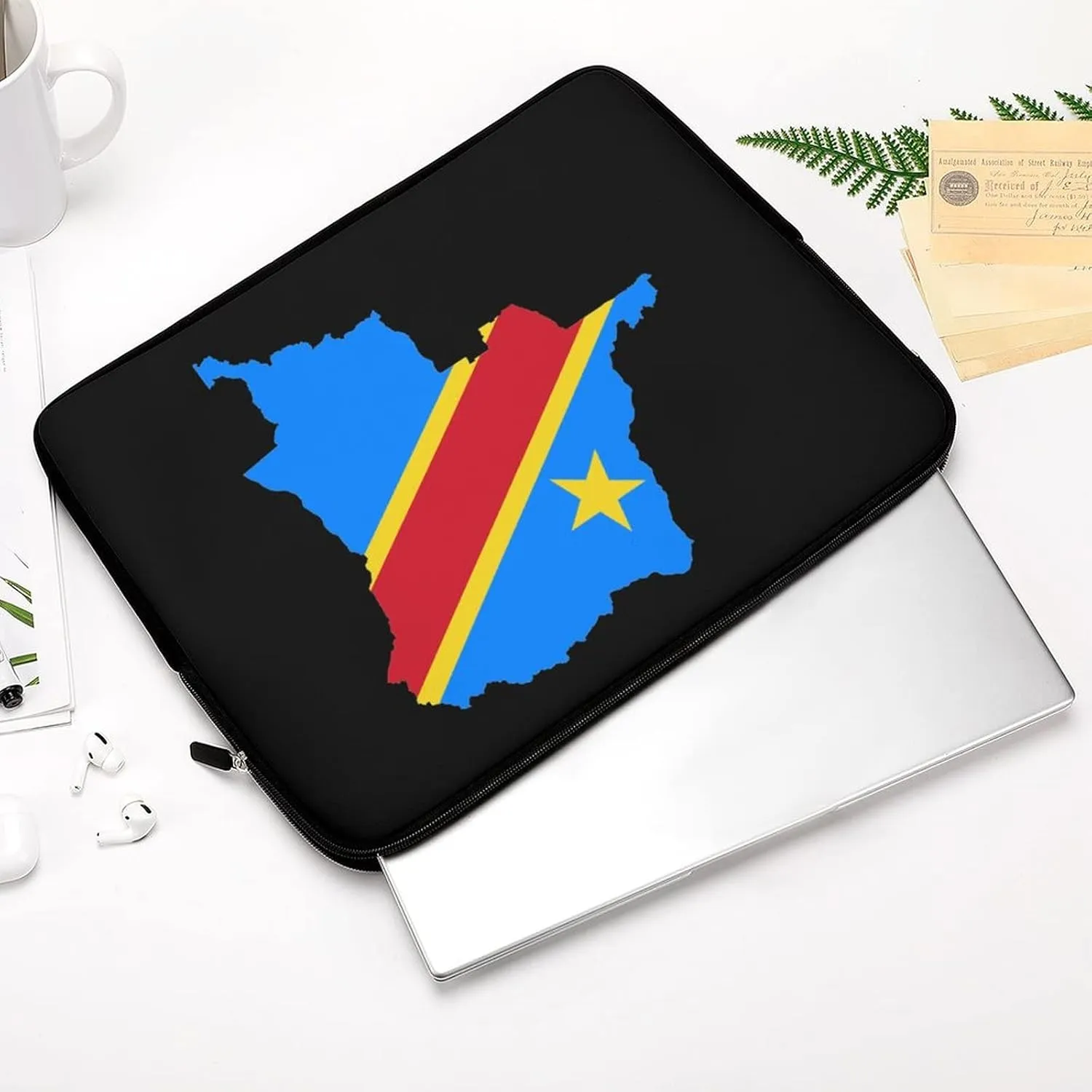 Congo Flag Map Durable Laptop Sleeve Slim Briefcase Portable Laptop Case Shockproof Protective Computer Bag 13inch