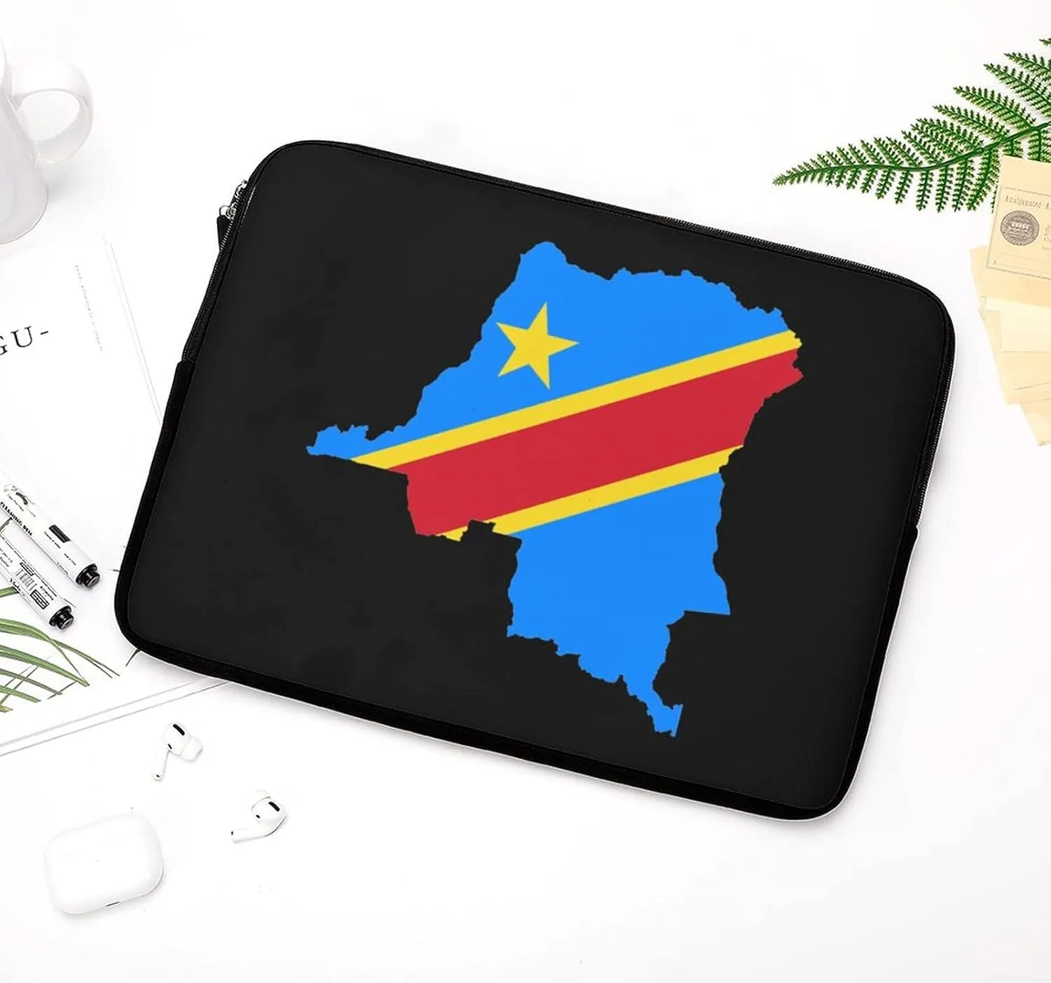 Congo Flag Map Durable Laptop Sleeve Slim Briefcase Portable Laptop Case Shockproof Protective Computer Bag 13inch