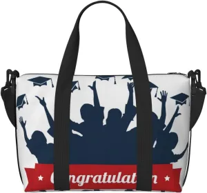 Congratulation Graduate Travel Bag for Women Men Weekender Bags Carry on Overnight Bag Tote Bag Yoga Gym Bag for Gym, Work, Travel, Weekend, Personal Items