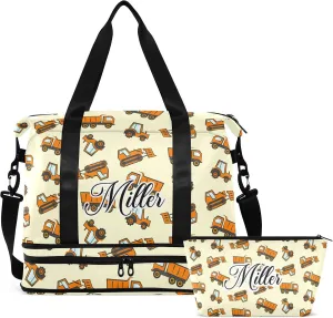 Construction Transports Theme Custom Sport Travel Duffel Bag for Women Men Gym Bag with Shoe Compartment Personalized Carry On Weekender Overnight Bags for Travel Hospital Gym