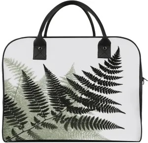 Convenient Travel Bag, Natural Plant Silhouette Fern Leaf Print Travel Handbag Large Capacity Tote Travel Tote Stylish Travel Bag Durable Travel Bag