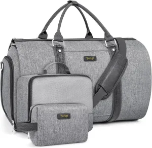 Convertible Garment Duffle Bags for Travel - Carry on Garment Bag for Men Women Large Travel Duffel Bag with Crossbody Bag 4pcs Set, 2 in 1 Hanging Suit Dress Clothes Travel Bag