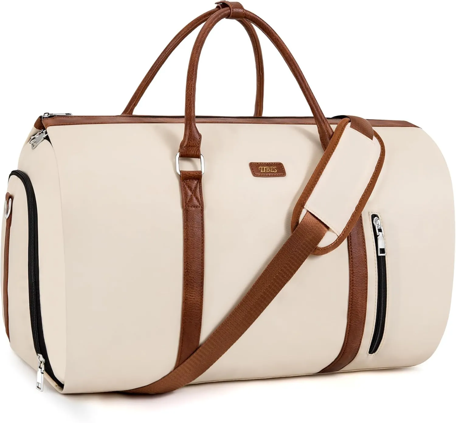 Convertible Garment Duffle Bags for Travel - Carry On Garment Bags With Toiletry Bag, Large Weekender Bags for Women Men 2 in 1 Hanging Suitcase Suit Travel Duffel Bags (Off White)