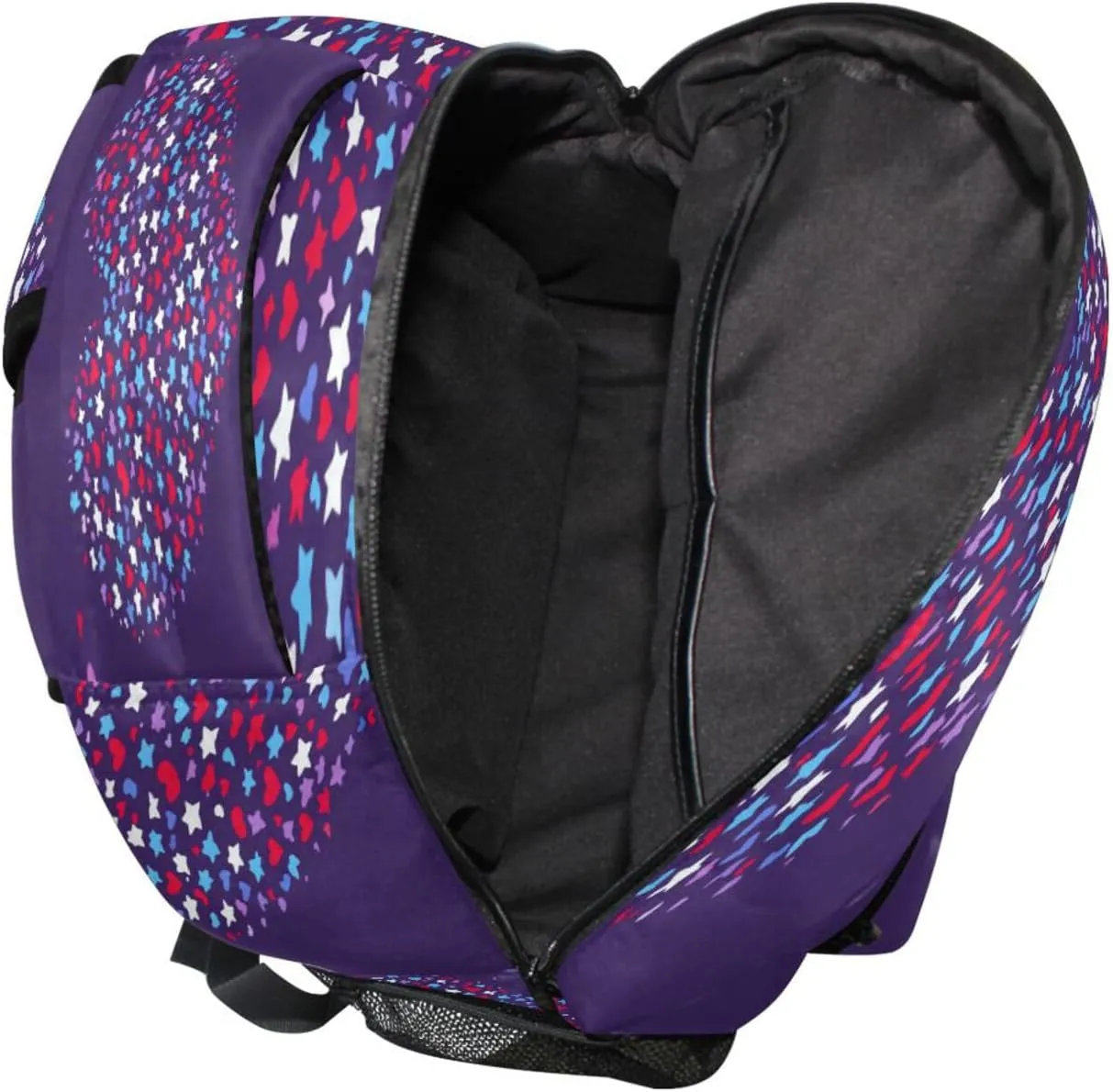 Cool Backpacks for Men Women Waterproof Carry On Backpacks with Chest Strap Gift Men & Women Purple Heart Day Red and Blue Stars