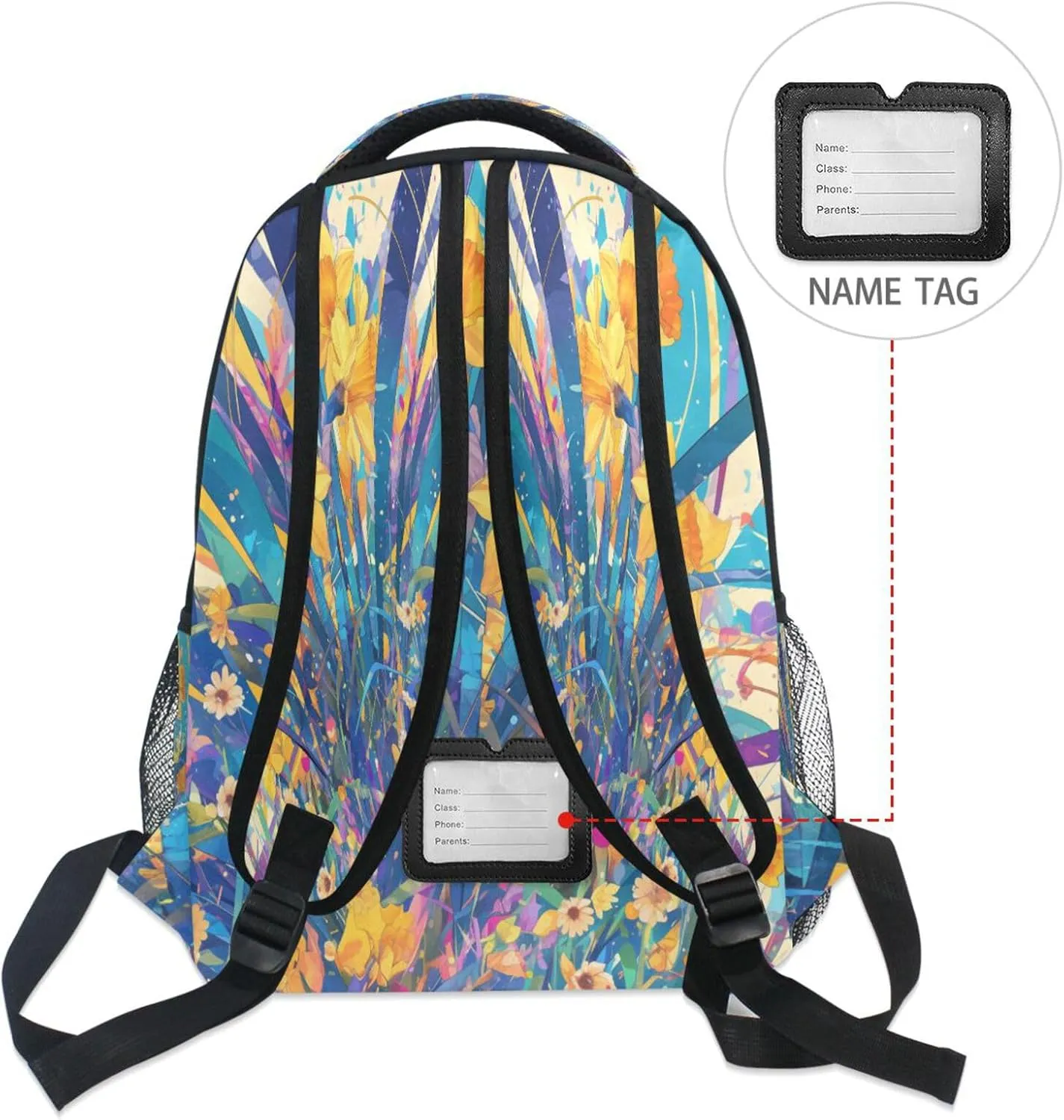 Cool Backpacks for Teacher Nurse Waterproof Laptop Bag with Chest Strap for College Work Daffodil Style
