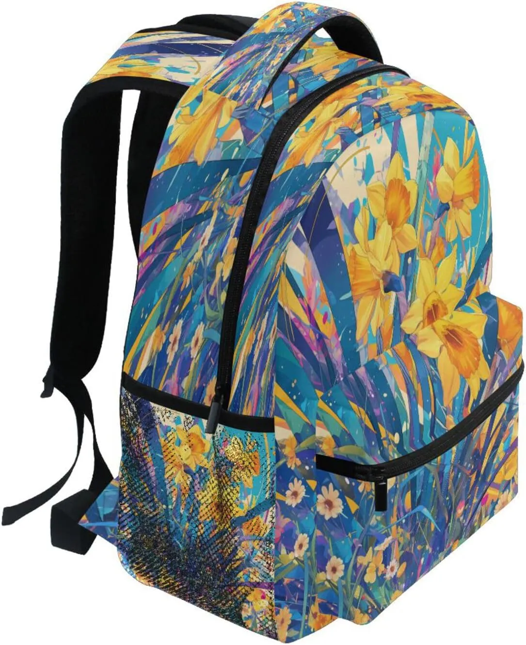 Cool Backpacks for Teacher Nurse Waterproof Laptop Bag with Chest Strap for College Work Daffodil Style