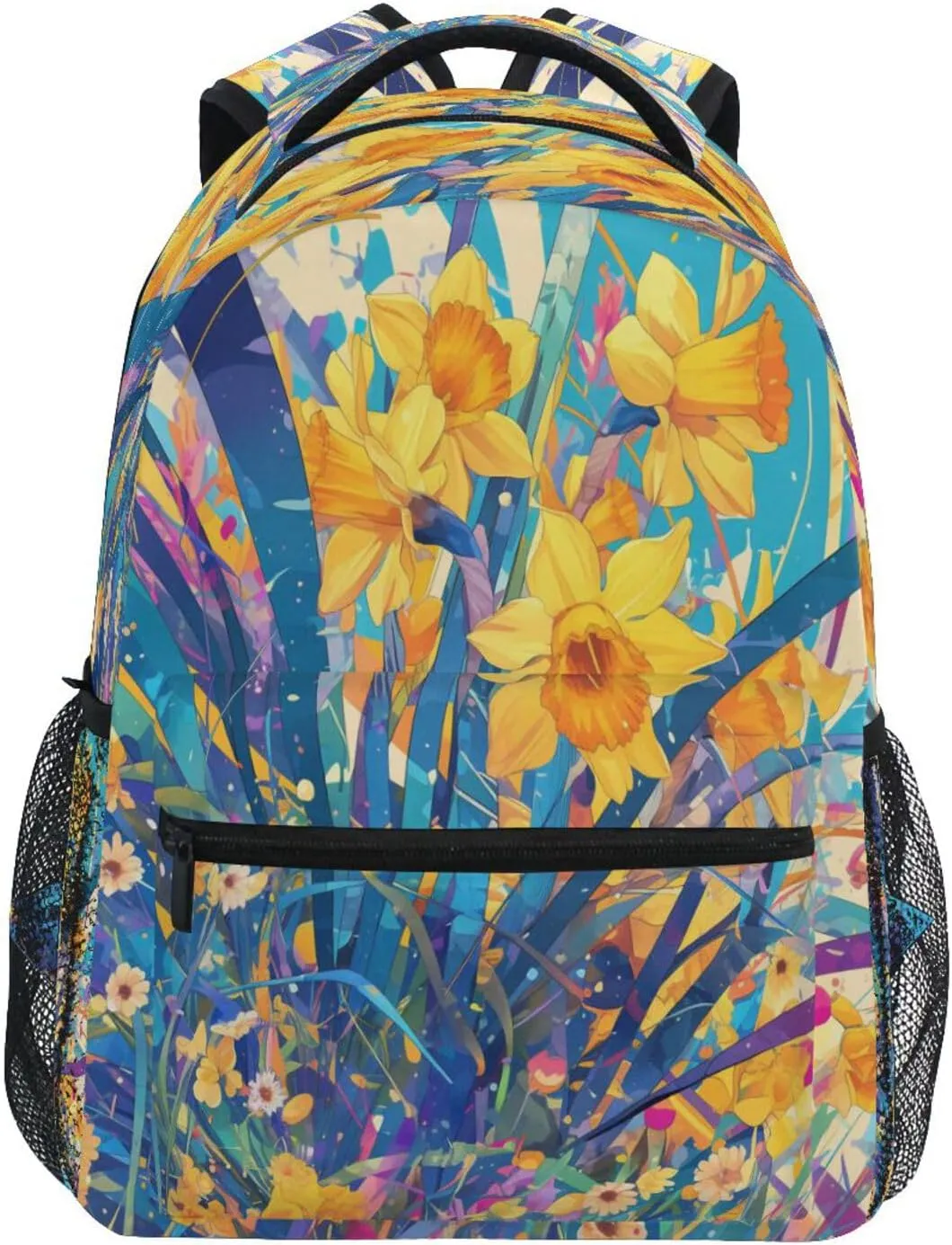 Cool Backpacks for Teacher Nurse Waterproof Laptop Bag with Chest Strap for College Work Daffodil Style