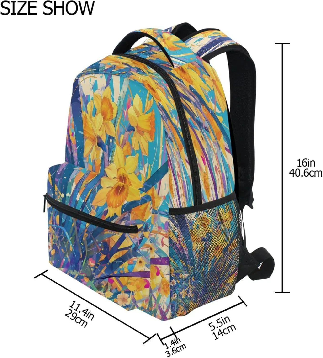 Cool Backpacks for Teacher Nurse Waterproof Laptop Bag with Chest Strap for College Work Daffodil Style