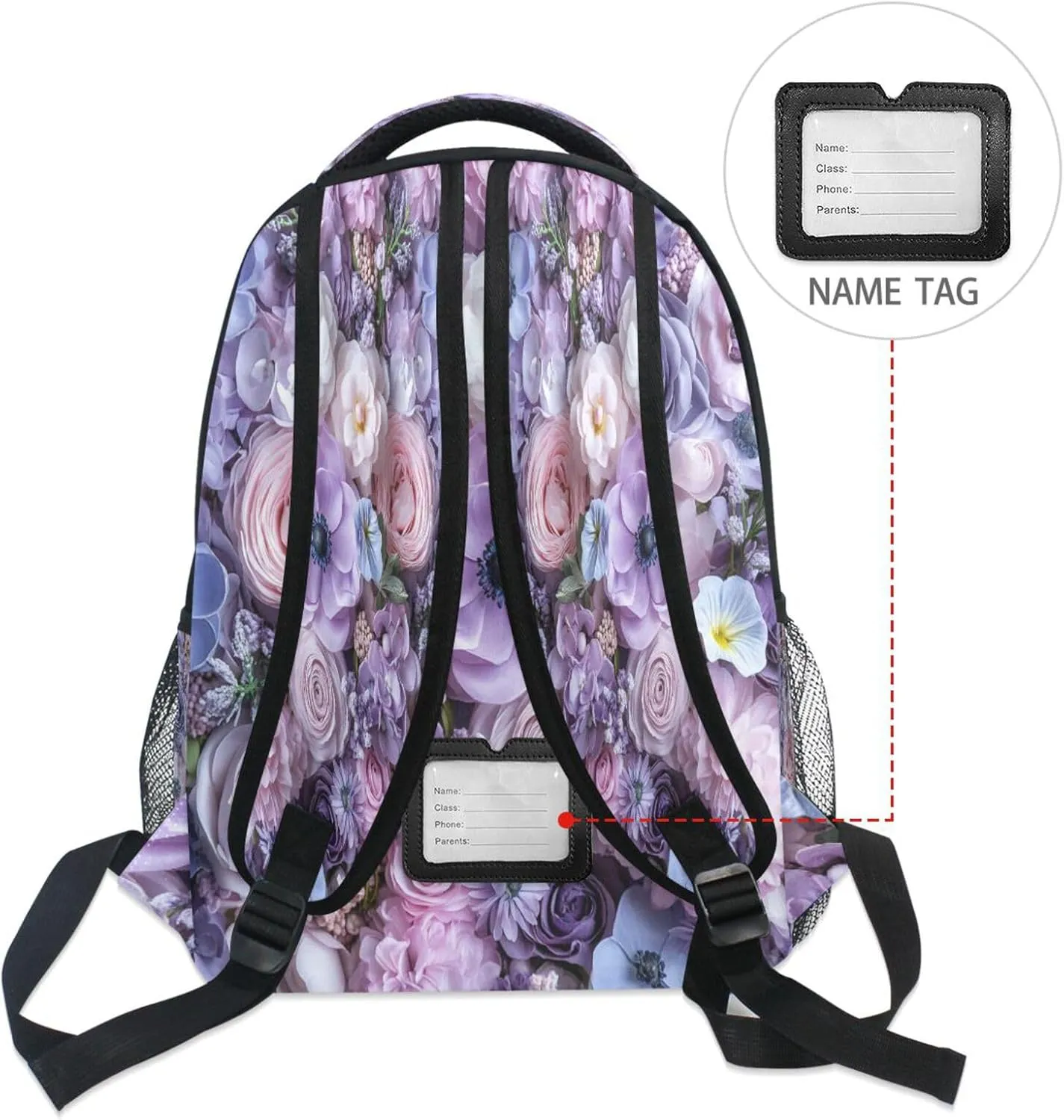 Cool Backpacks for Unisex Adult Fashion Personal Backpack with Chest Strap for Travel Trip Purple Flowers