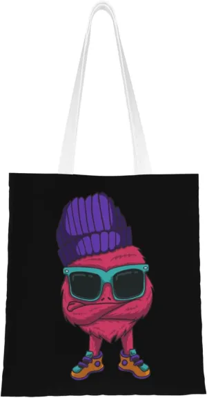 Cool Pink Monsters Tote Bag for Women Canvas Shopping Bags Reusable Large Capacity Casual Shoulder Handbags Grocery Bags DIY Gift Bags