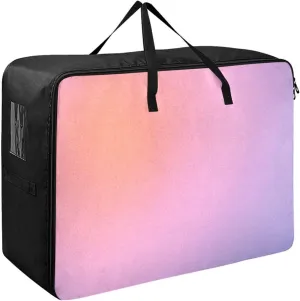 Cool Trendy Gradient Purple Storage Bag Moving Storage Totes with Sturdy Zipper Storage Organizer for Clothes, Bedding, Comforter