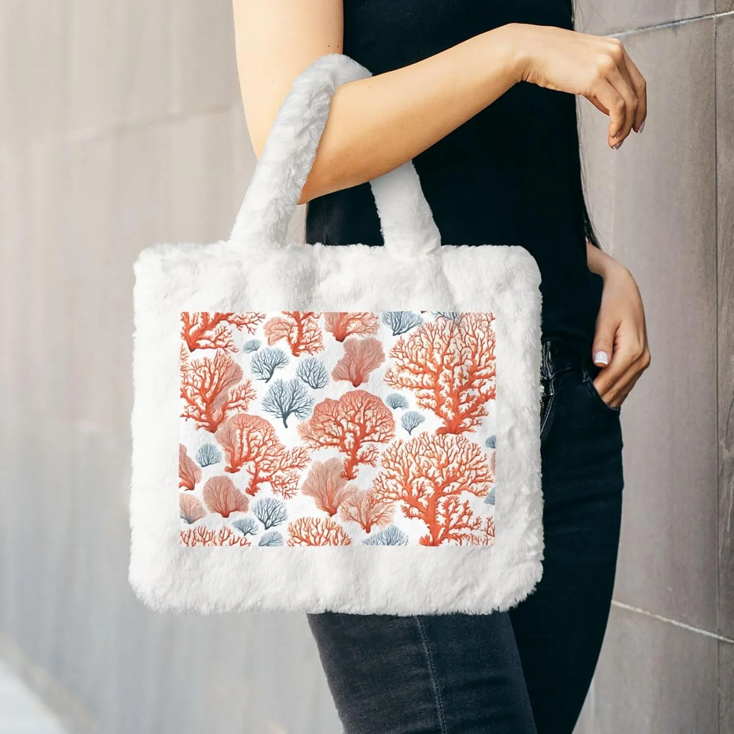 Coral Reef Plush Handbag, Comfortable Touch, Stylish And Compact, Suitable For Daily Travel