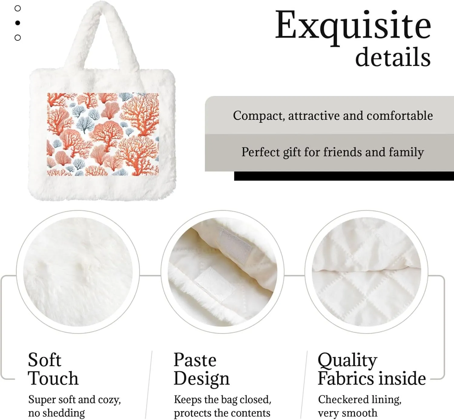 Coral Reef Plush Handbag, Comfortable Touch, Stylish And Compact, Suitable For Daily Travel