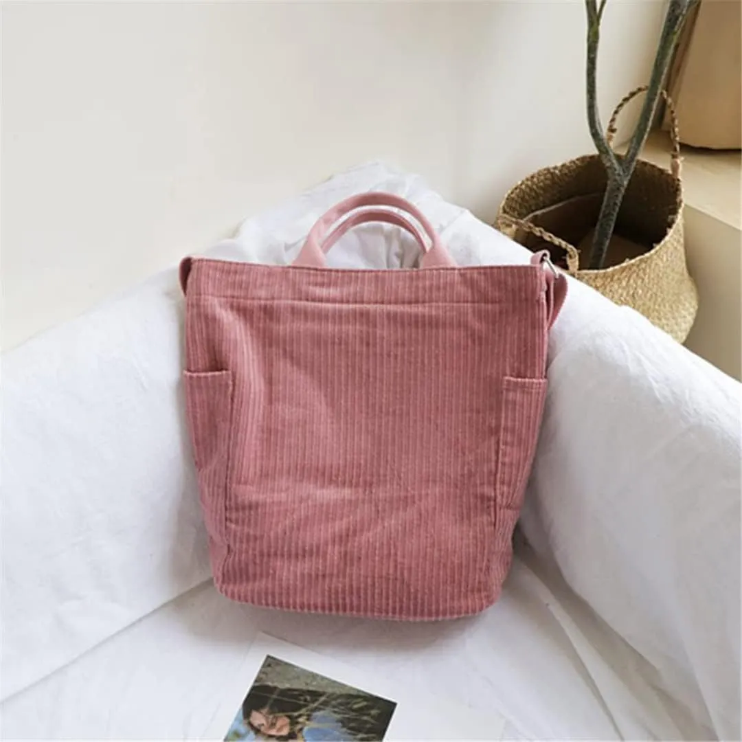 Corduroy Handbag Women Bag Literary Canvas Womens Handbags Shoulder Bags Female Body Bag Tote Shopping Packs