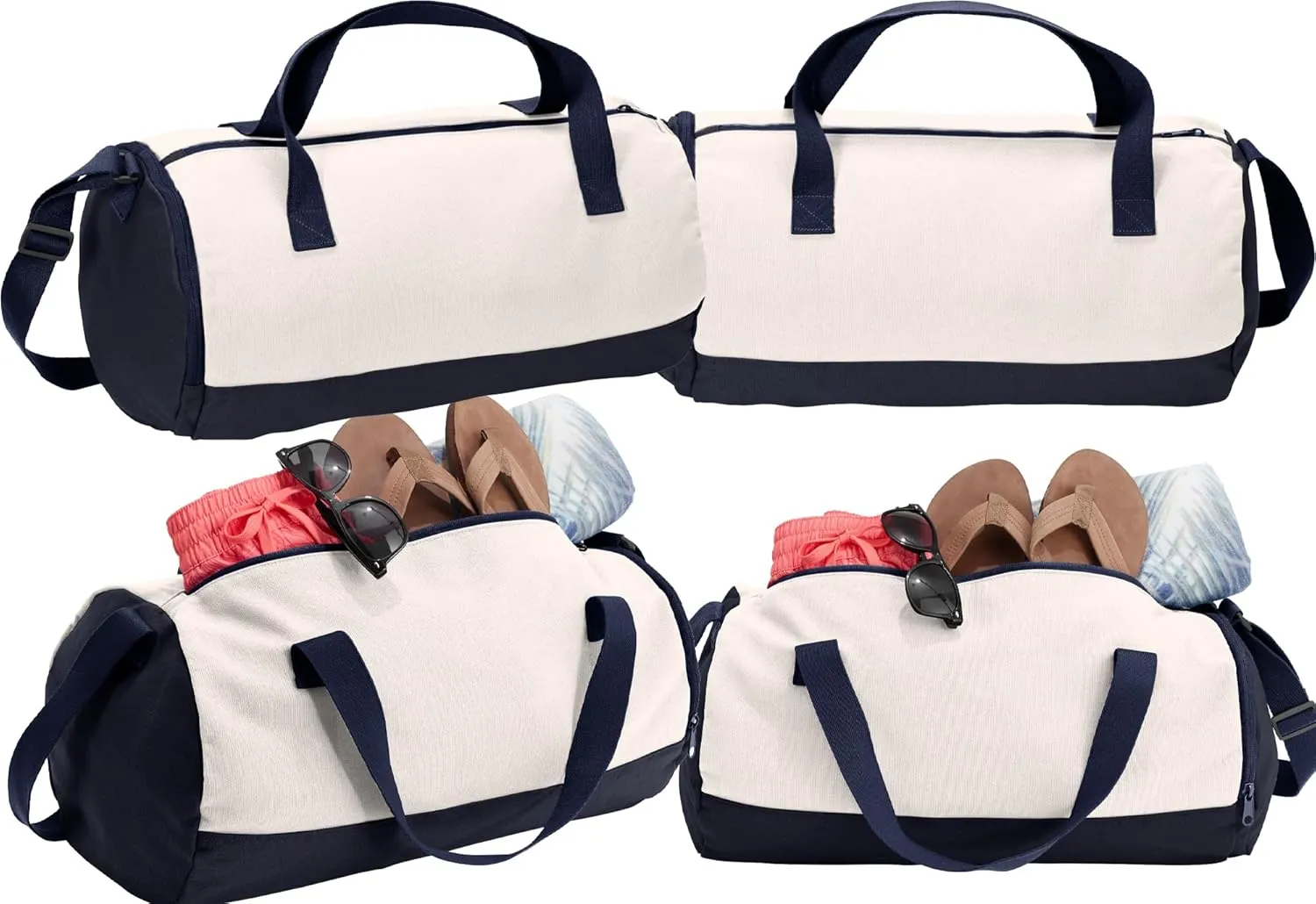 Cotton Barrel Duffel - Large Navy Gym Duffel Bag for Men and Women, Perfect for Travel, Cheer, Dance or Wrestling