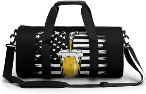 Craft Beer USA Flag 4th July Gym Bag Travel Duffel Bag Lightweight Carry On Weekender Bag Tote Bags for Women Men