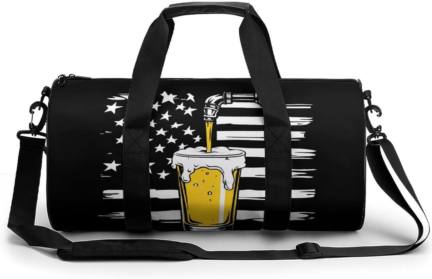 Craft Beer USA Flag 4th July Gym Bag Travel Duffel Bag Lightweight Carry On Weekender Bag Tote Bags for Women Men