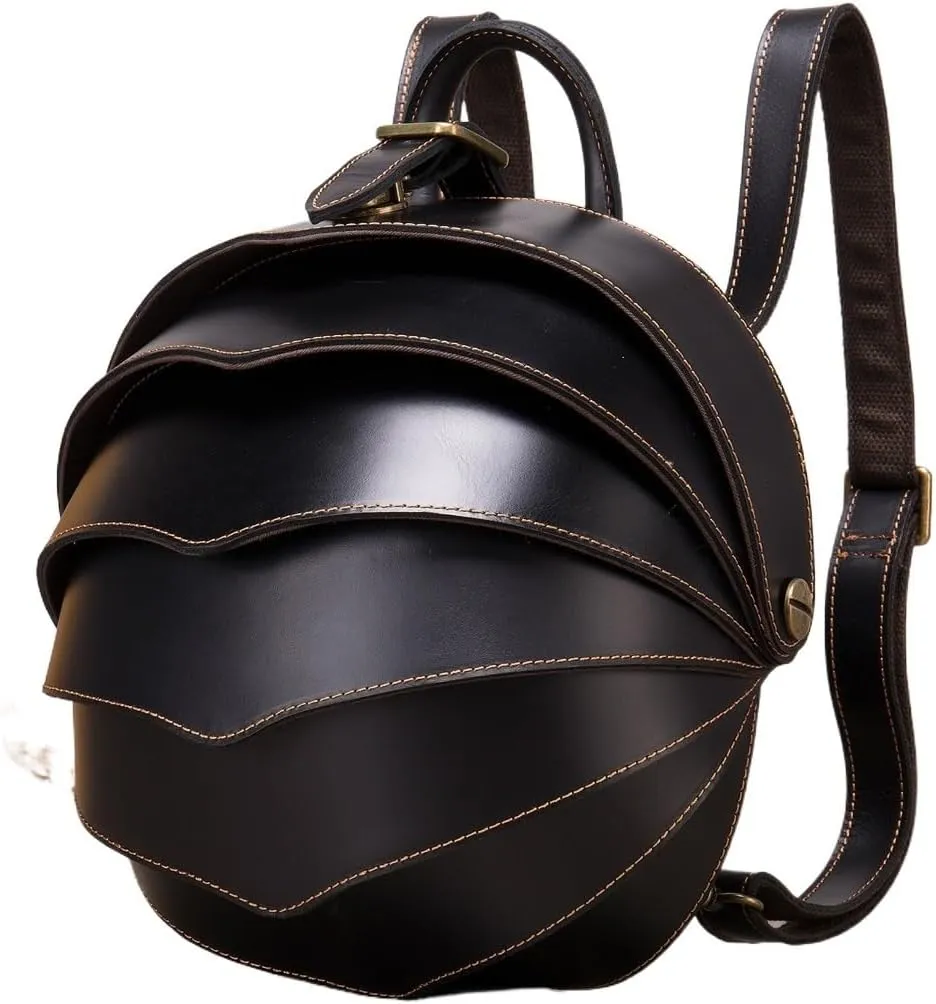 Crazy Horse Leather Backpack Day Pack Travel Bag for(D)