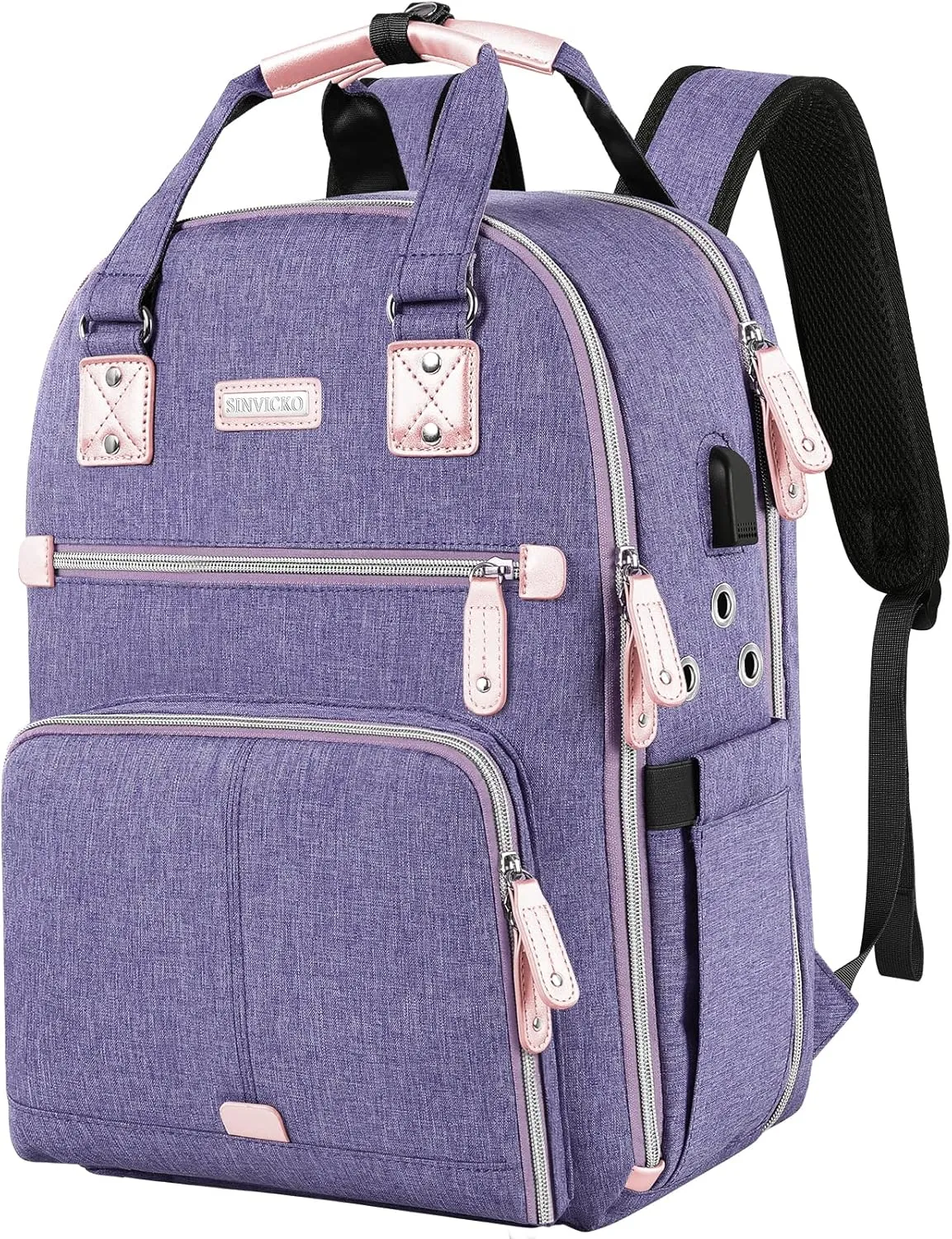 Crochet Bag, Knitting Bag Backpack and Totes Organizer with USB Charging Port, Large Yarn Storage Tote Bag