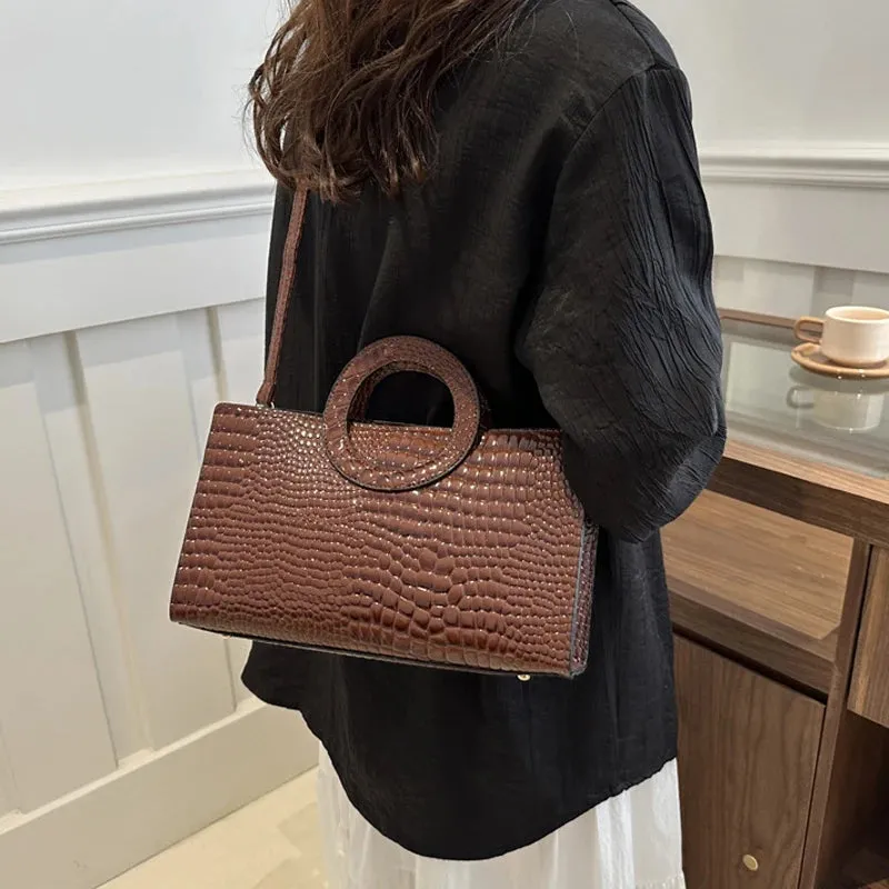 Crocodile Pattern PU Leather Square  Handbags