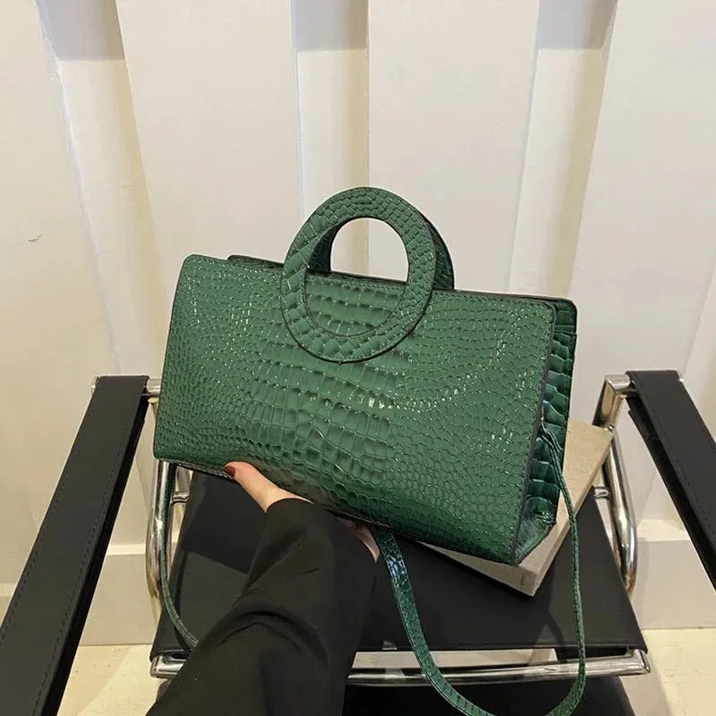Crocodile Pattern PU Leather Square  Handbags
