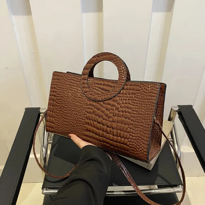 Crocodile Pattern PU Leather Square  Handbags