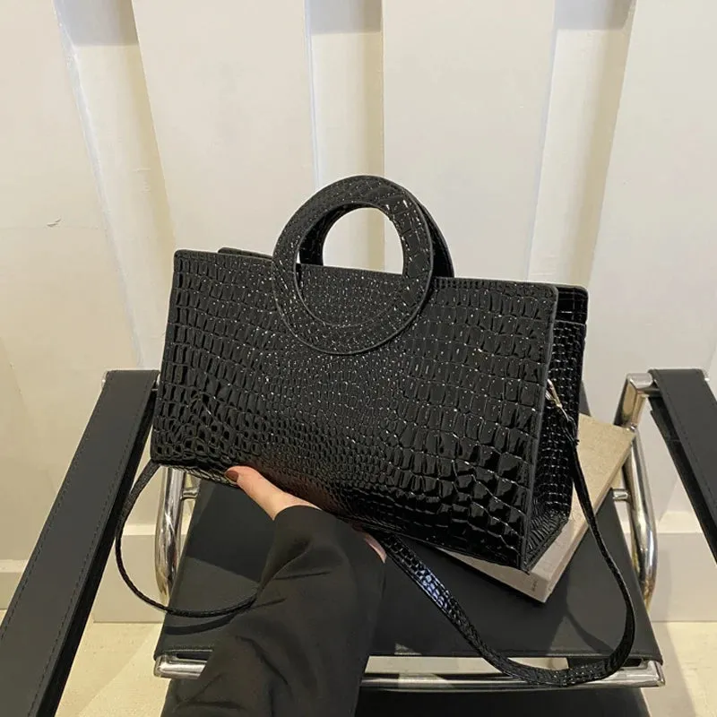 Crocodile Pattern PU Leather Square  Handbags