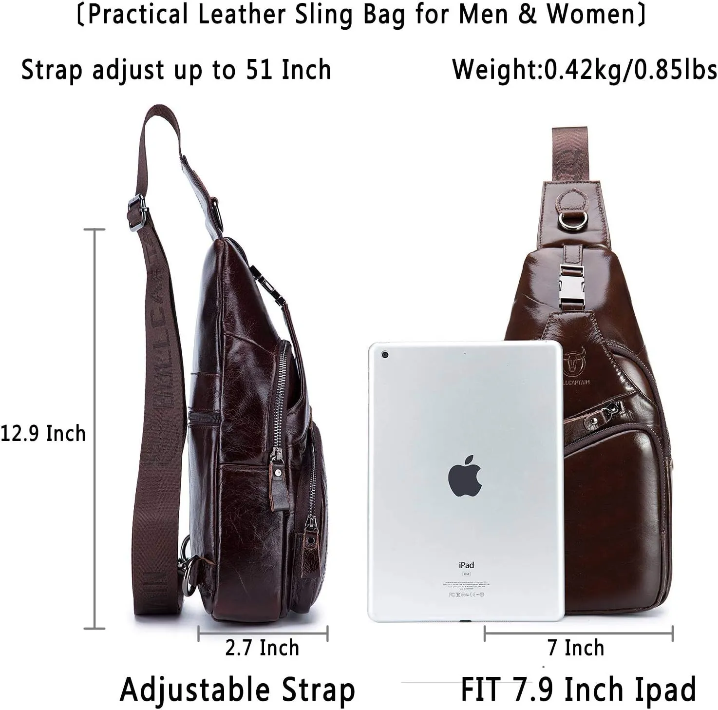 Cross body Bags for Men Leather Sling Bag Casual Daypacks Chest Bags Shoulder Bag Travel Hiking Backpacks