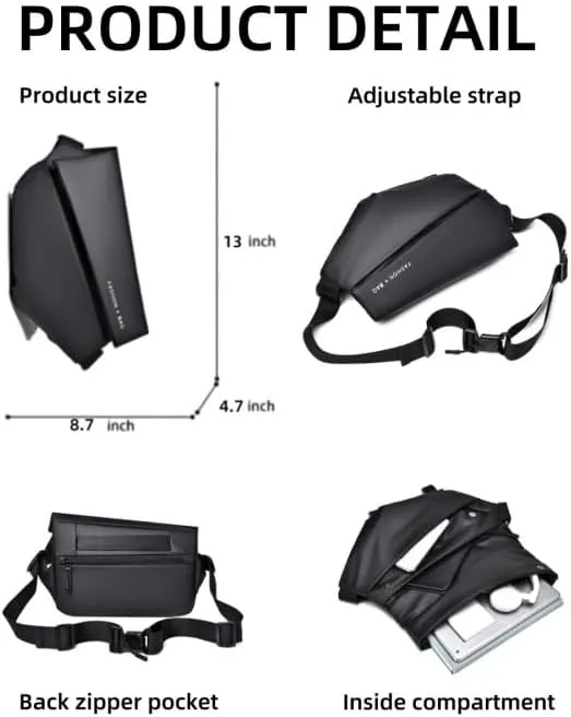 Crossbody Bag for Men, Leather Backpack Sling Bags Hiking Daypack Shoulder Strap Casual Backpacks for Travel 2025 (Gray)