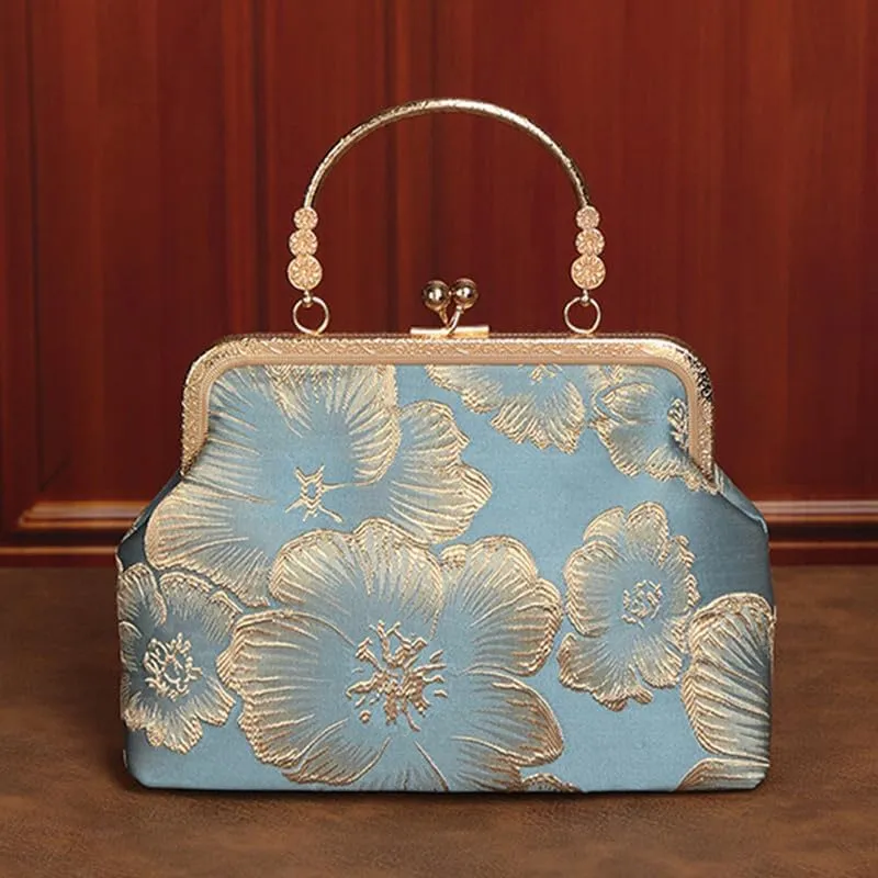 Crossbody Bag for Women Elegant Top-Handle Pouch Purse Designer Shoulder Handbag Embroidery Evening Purse