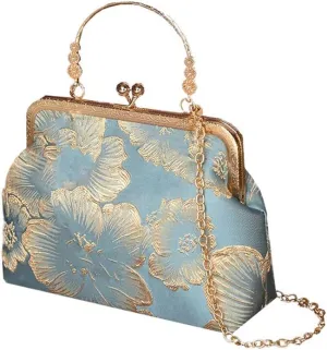 Crossbody Bag for Women Elegant Top-Handle Pouch Purse Designer Shoulder Handbag Embroidery Evening Purse