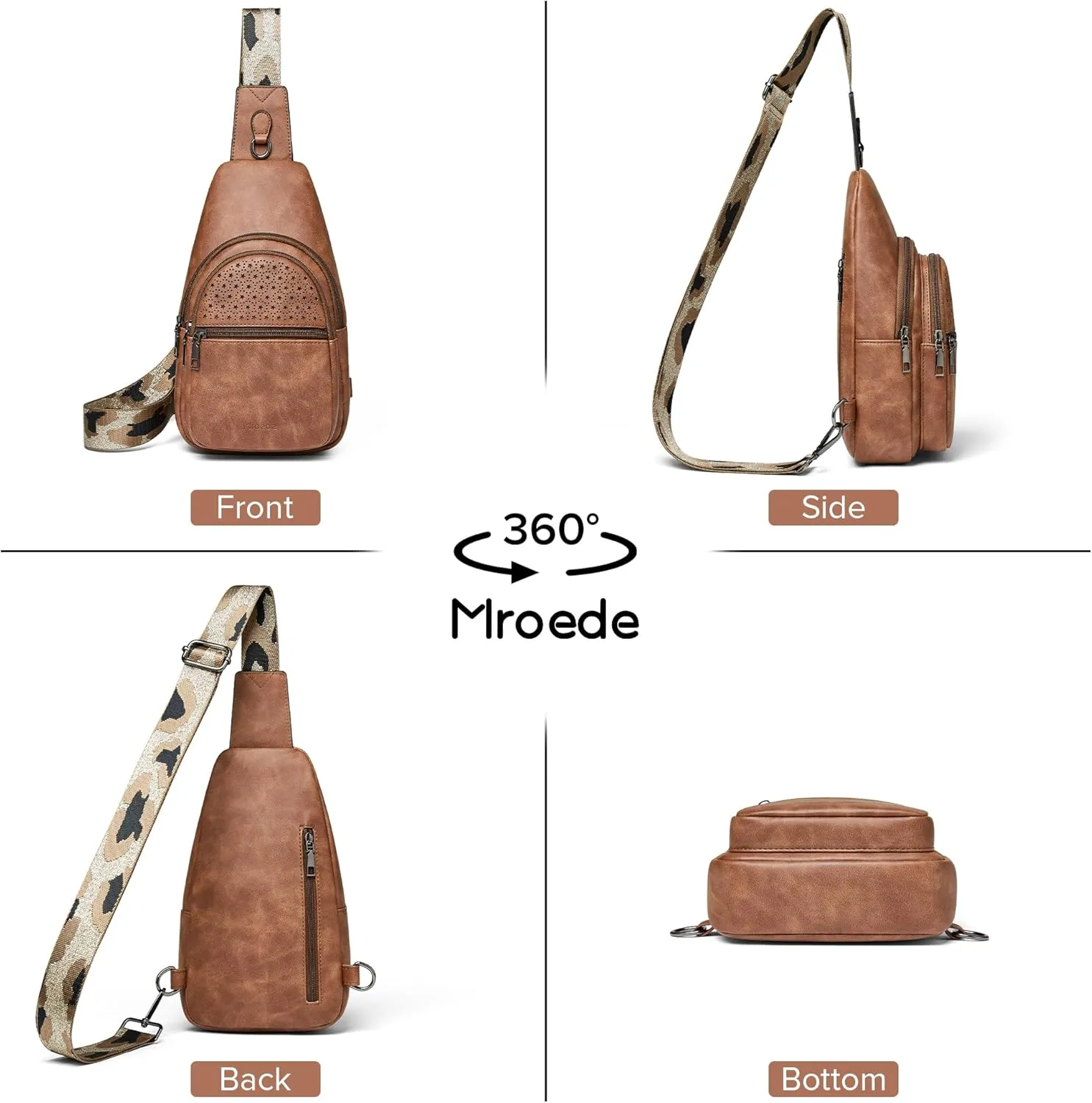 Crossbody Bags for Women 4-Pockets Sling Bag Fanny Pack Chest Purse Backpack Casual Daypacks Travel Shopping