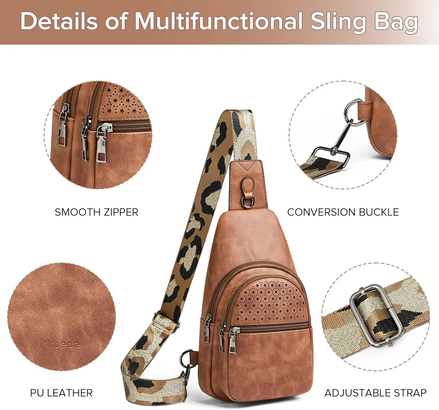 Crossbody Bags for Women 4-Pockets Sling Bag Fanny Pack Chest Purse Backpack Casual Daypacks Travel Shopping