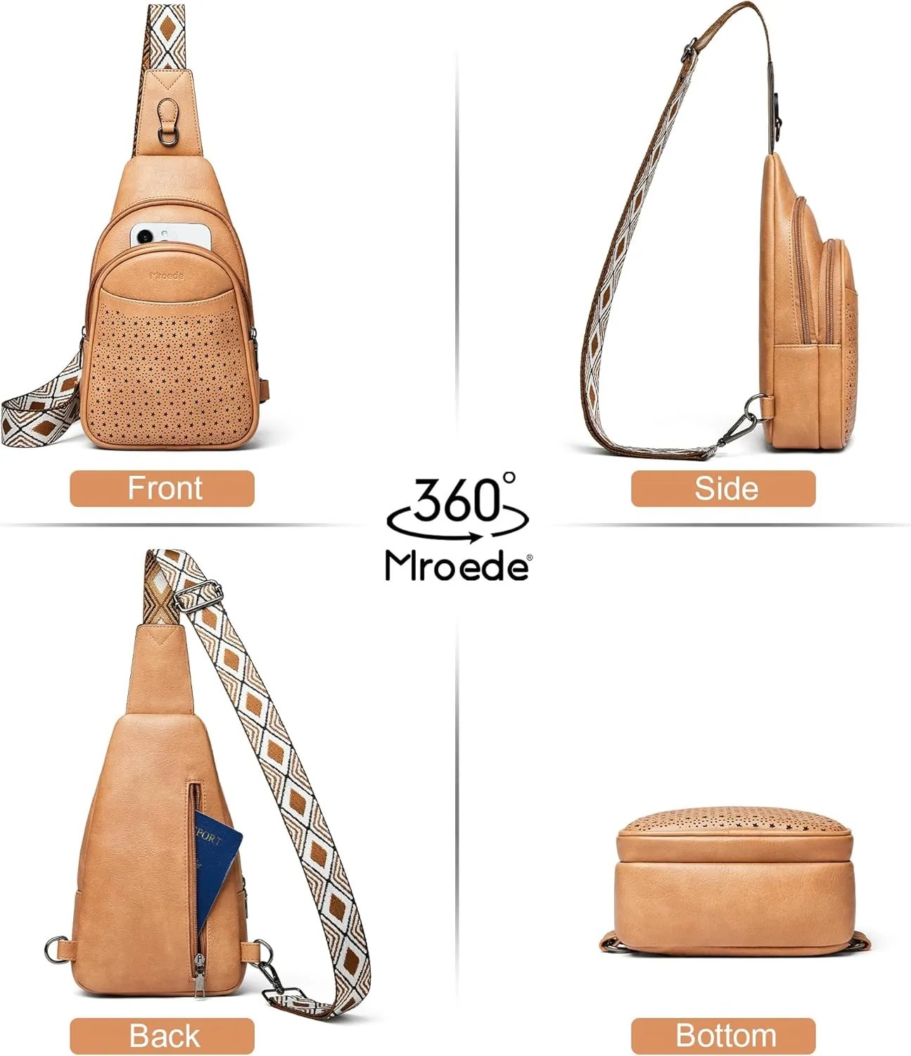 Crossbody Bags for Women 4-Pockets Sling Bag Fanny Pack Chest Purse Backpack Casual Daypacks Travel Shopping
