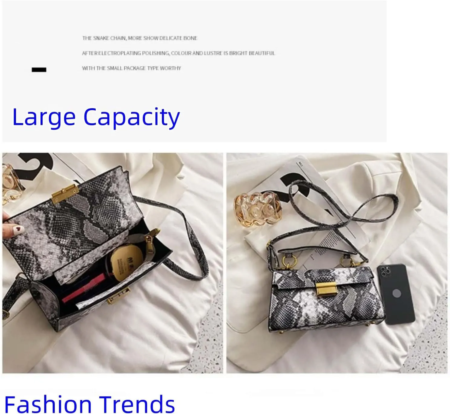 Crossbody Bags for Women Trendy Snakeskin Print Fashion Versatile Y2K Purse for Ladies Shoulder Handbags Satchel Sling