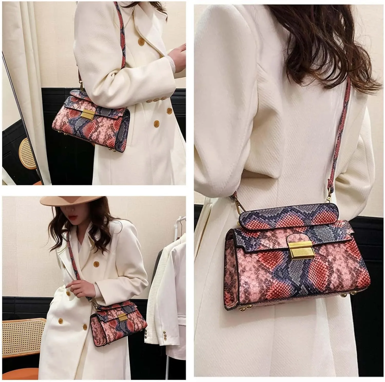 Crossbody Bags for Women Trendy Snakeskin Print Fashion Versatile Y2K Purse for Ladies Shoulder Handbags Satchel Sling