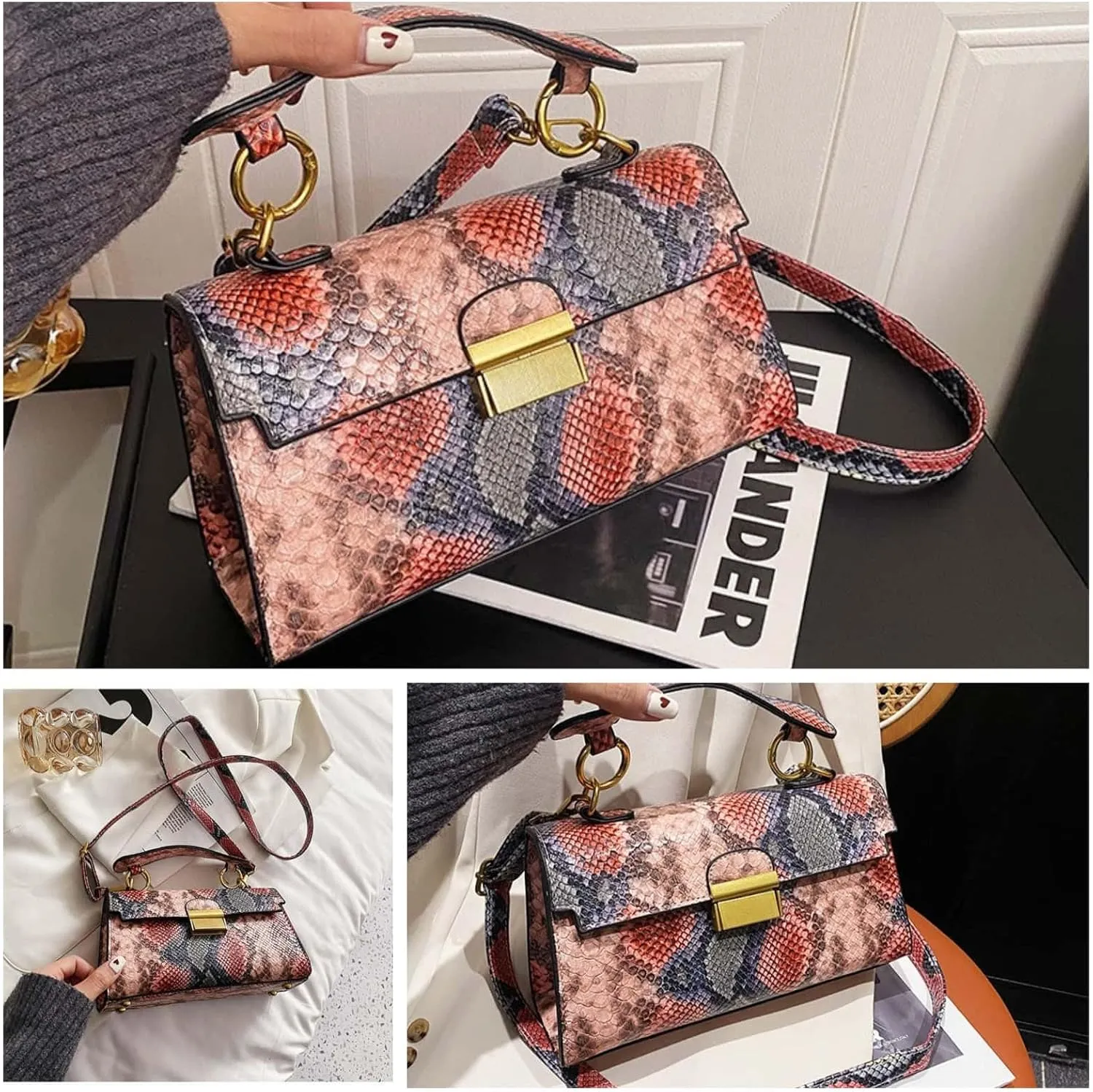 Crossbody Bags for Women Trendy Snakeskin Print Fashion Versatile Y2K Purse for Ladies Shoulder Handbags Satchel Sling